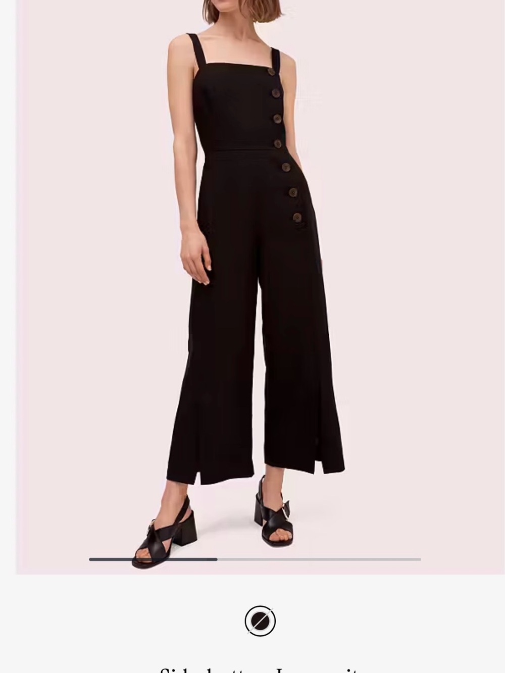 kate spade Black Wide-Leg Button-Front Jumpsuit with Square Neck